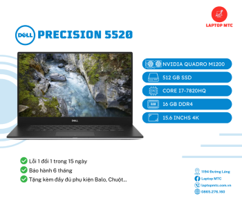 Dell Precision 5520 Core i7-7820HQ/ RAM 16GB / SSD 512GB / M1200 / 15.6 FHD