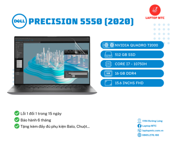 DELL Precision 5550 (2020) Core i7 - 10750H, 16GB, SSD 512GB, Nvidia Quadro T2000, 15.6