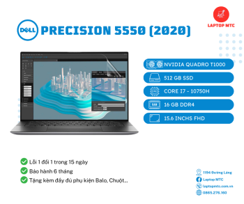 DELL Precision 5550 (2020) Core i7 - 10750H, 16GB, SSD 512GB, Nvidia Quadro T1000, 15.6