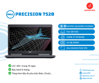 Dell Precision 7520 Core i7-7820HQ| RAM 16GB| SSD 512GB| Quadro M1200M| 15.6