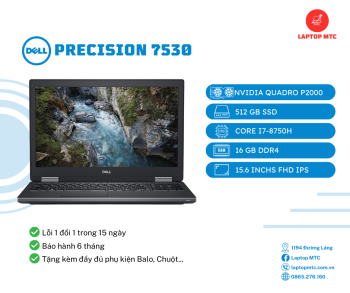 Dell Precision 7530 Core i7-8750H | RAM 16GB | 512GB | NVIDIA Quadro P2000 | 15.6 inch FHD